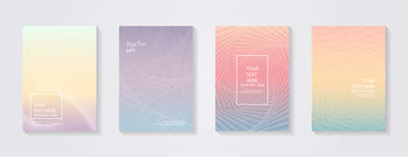 Minimal modern cover design. Dynamic colorful gradients. Future geometric patterns. Blue, pink, yellow, green, orange, purple placard poster template.のイラスト素材