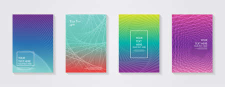 Minimal modern cover design. Dynamic colorful gradients. Future geometric patterns. Blue, pink, yellow, green, orange, purple placard poster template.のイラスト素材