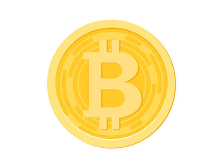 Golden coin with bitcoin sign. Money and finance symbol. Vector design.のイラスト素材