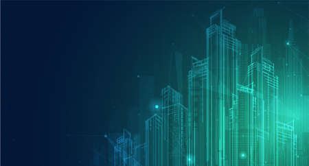 City background architectural with drawings of modern for use web, magazine or poster vector design.のイラスト素材