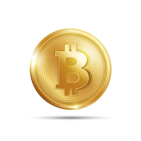 Golden coin with bitcoin sign. Money and finance symbol. Vector design.のイラスト素材
