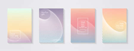 Minimal modern cover design. Dynamic colorful gradients. Future geometric patterns. Blue, pink, yellow, green, orange, purple placard poster template.のイラスト素材