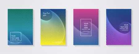 Minimal modern cover design. Dynamic colorful gradients. Future geometric patterns. Blue, pink, yellow, green, orange, purple placard poster template.のイラスト素材