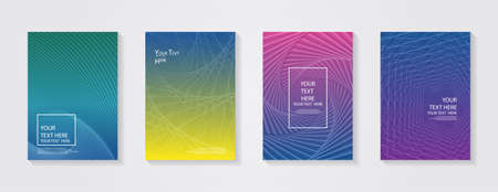 Minimal modern cover design. Dynamic colorful gradients. Future geometric patterns. Blue, pink, yellow, green, orange, purple placard poster template.のイラスト素材