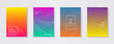 Minimal modern cover design. Dynamic colorful gradients. Future geometric patterns. Blue, pink, yellow, green, orange, purple placard poster template.のイラスト素材
