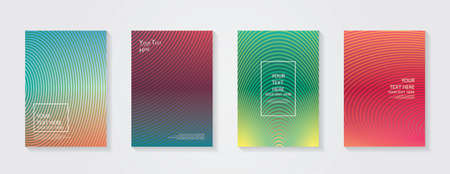 Dynamic colorful gradients. Future geometric patterns. Blue, pink, yellow, green, orange, purple placard poster template. Minimal modern cover design.のイラスト素材