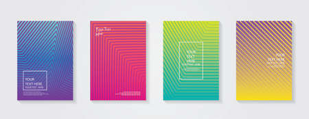 Dynamic colorful gradients. Future geometric patterns. Blue, pink, yellow, green, orange, purple placard poster template. Minimal modern cover design.のイラスト素材