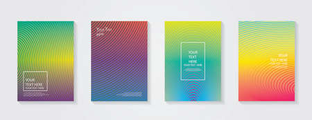 Dynamic colorful gradients. Future geometric patterns. Blue, pink, yellow, green, orange, purple placard poster template. Minimal modern cover design.のイラスト素材
