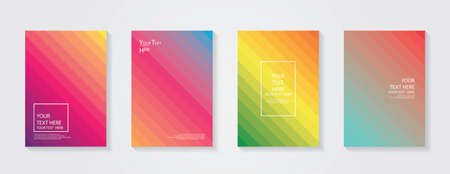 Dynamic colorful gradients. Future geometric patterns. Blue, pink, yellow, green, orange, purple placard poster template. Minimal modern cover design.のイラスト素材