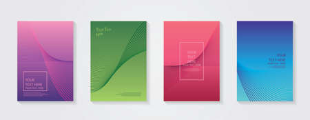 Dynamic colorful gradients. Future geometric patterns. Blue, pink, yellow, green, orange, purple placard poster template. Minimal modern cover design.のイラスト素材