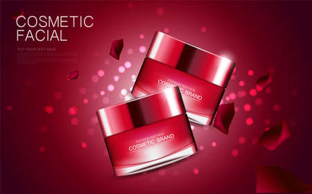 Cosmetic design template on glitter and rose vector background.のイラスト素材