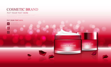 Cosmetic design template on glitter and rose vector background.のイラスト素材