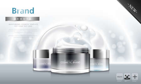cosmetic cream and body lotion poster premium skin care products vector design.のイラスト素材