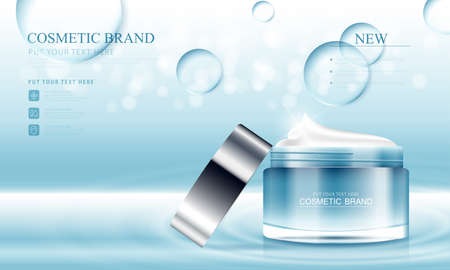 cosmetic cream and body lotion poster premium skin care products vector design.のイラスト素材