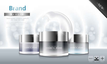 cosmetic cream and body lotion poster premium skin care products vector design.のイラスト素材