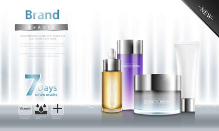 cosmetic cream and body lotion poster premium skin care products vector design.のイラスト素材