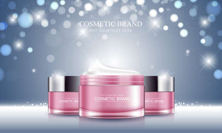 cosmetic cream and body lotion poster premium skin care products vector design.のイラスト素材