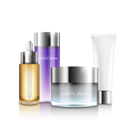 cosmetic cream and body lotion poster premium skin care products vector design.のイラスト素材