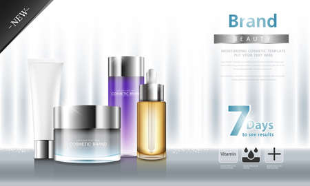 cosmetic cream and body lotion poster premium skin care products vector design.のイラスト素材