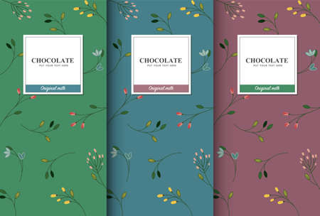 Chocolate bar packaging set. Trendy luxury product branding template with label pattern for packaging. Vector design.のイラスト素材