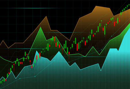 Financial stock market graph on stock market investment trading, Bullish point, Bearish point. trend of graph for business idea and all art work design. vector illustration.のイラスト素材