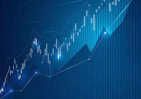 Financial stock market graph on stock market investment trading, Bullish point, Bearish point. trend of graph for business idea and all art work design. vector illustration.のイラスト素材