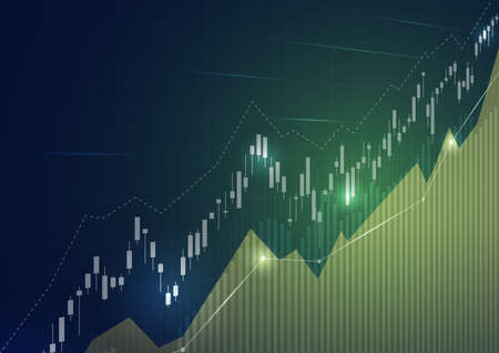 Financial stock market graph on stock market investment trading, Bullish point, Bearish point. trend of graph for business idea and all art work design. vector illustration.のイラスト素材