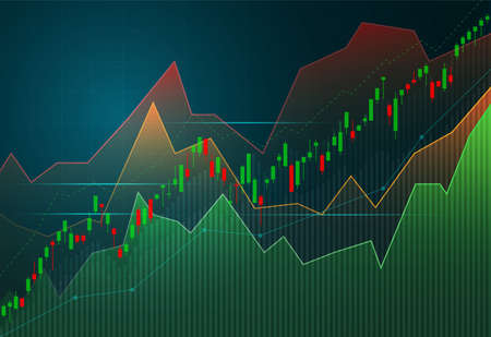 Financial stock market graph on stock market investment trading, Bullish point, Bearish point. trend of graph for business idea and all art work design. vector illustration.のイラスト素材