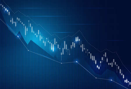 Financial stock market graph on stock market investment trading, Bullish point, Bearish point. trend of graph for business idea and all art work design. vector illustration.のイラスト素材