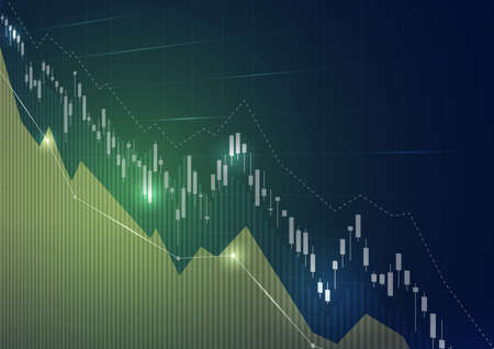 Financial stock market graph on stock market investment trading, Bullish point, Bearish point. trend of graph for business idea and all art work design. vector illustration.のイラスト素材