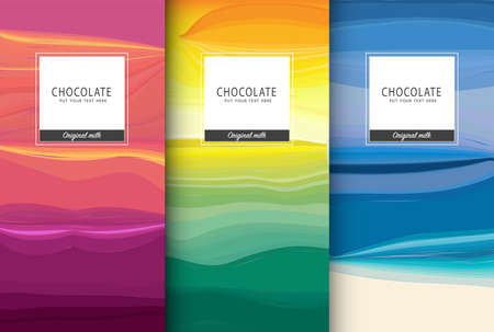Chocolate bar packaging set. Trendy luxury product branding template with label pattern for packaging. Vector design.のイラスト素材
