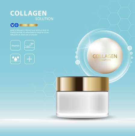 Collagen serum and vitamin background concept skin care cosmetics solution.のイラスト素材