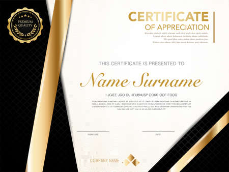 diploma certificate template red and gold color with luxury and modern style vector image, suitable for appreciation.  Vector illustration.のイラスト素材