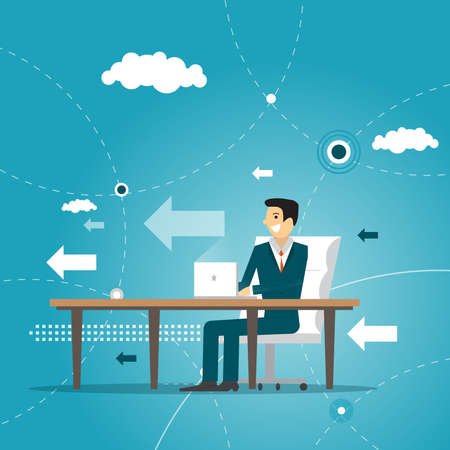 businessman is helping hand to success. business concept illustration.のイラスト素材