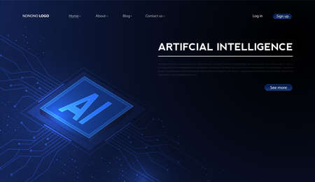 Artificial intelligence, machine learning, ai, data deep learning for future technology artwork, mining, isometric, neural network, machine programming and Responsive web banner. Illustration.のイラスト素材