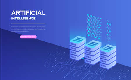 Artificial intelligence with digital is learning processing big data. technology and engineering concept. vector.のイラスト素材