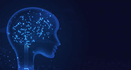 Artificial intelligence, machine learning, ai, data deep learning for future technology artwork, mining, isometric, neural network, machine programming and Responsive web banner. vector.のイラスト素材