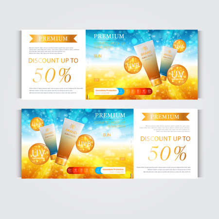 Gift voucher hydrating facial cream for annual sale or festival sale. silver and gold cream mask bottle isolated on glitter particles background. Banner graceful cosmetic ads, illustration.のイラスト素材