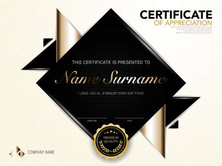 diploma certificate template black and gold color with luxury and modern style image.のイラスト素材