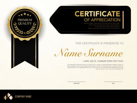 diploma certificate template black and gold color with luxury and modern style image.のイラスト素材