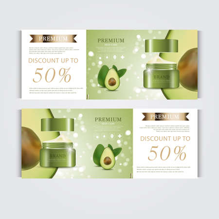 Gift voucher hydrating facial cream for annual sale or festival sale. silver and gold cream mask bottle isolated on glitter particles background. Banner graceful cosmetic ads, illustration.のイラスト素材