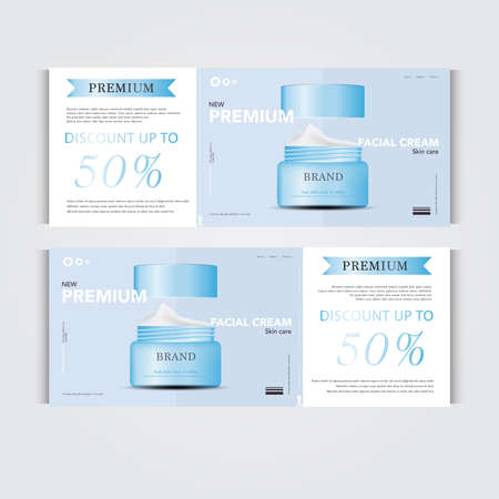 Gift voucher hydrating facial cream for annual sale or festival sale. silver and gold cream mask bottle isolated on glitter particles background. Banner graceful cosmetic ads, illustration.のイラスト素材