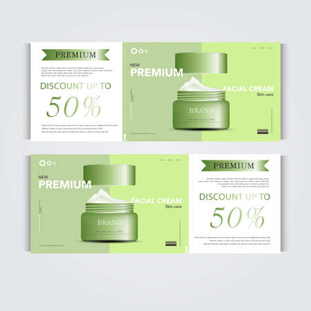 Gift voucher hydrating facial cream for annual sale or festival sale. silver and gold cream mask bottle isolated on glitter particles background. Banner graceful cosmetic ads, illustration.のイラスト素材