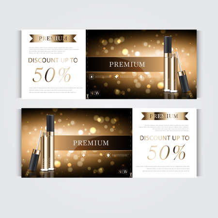 Gift voucher hydrating facial concealer for annual sale or festival sale. Banner graceful cosmetic ads, illustration.のイラスト素材