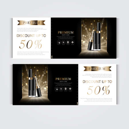 Gift voucher hydrating facial concealer for annual sale or festival sale. Banner graceful cosmetic ads, illustration.のイラスト素材