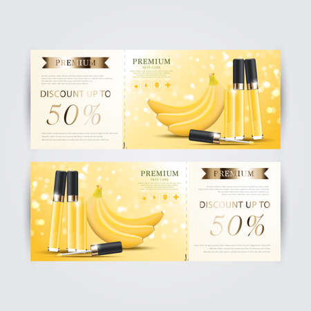 Gift voucher hydrating facial concealer for annual sale or festival sale. Banner graceful cosmetic ads, illustration.のイラスト素材