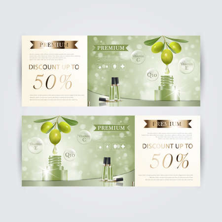 Gift voucher hydrating facial concealer for annual sale or festival sale. Banner graceful cosmetic ads, illustration.のイラスト素材