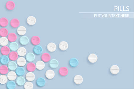 Pills or capsules white and blue in blister package for tablet design.のイラスト素材