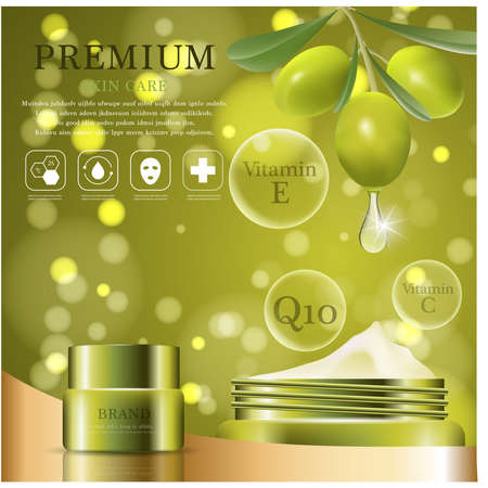 Hydrating facial cream for annual sale or festival sale. silver and gold cream mask bottle isolated on glitter particles background. Graceful cosmetic ads.のイラスト素材
