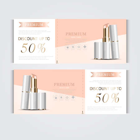 Gift voucher hydrating facial cream for annual sale or festival sale. silver and gold cream mask bottle isolated on glitter particles background. Banner graceful cosmetic adsのイラスト素材
